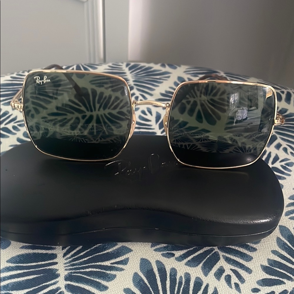 Ray-Ban Gold and Black Square Sunglasses
